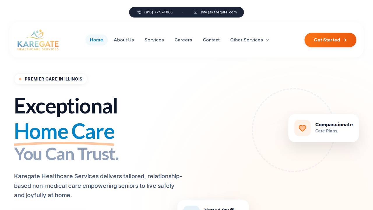 Karegate Healthcare Services Iowa LLC website screenshot