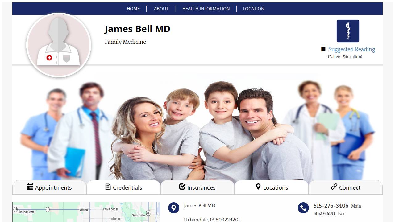 James Bell, MD website screenshot