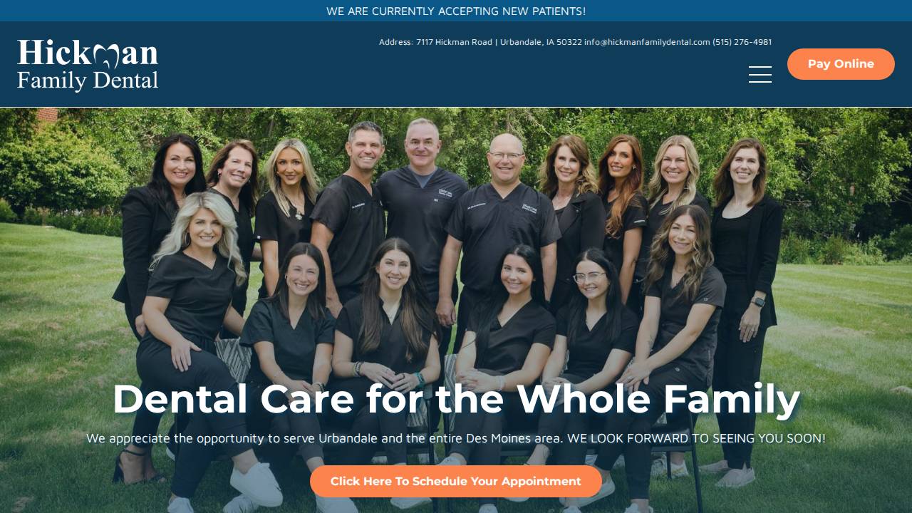 Bradley Erickson, DDS website screenshot