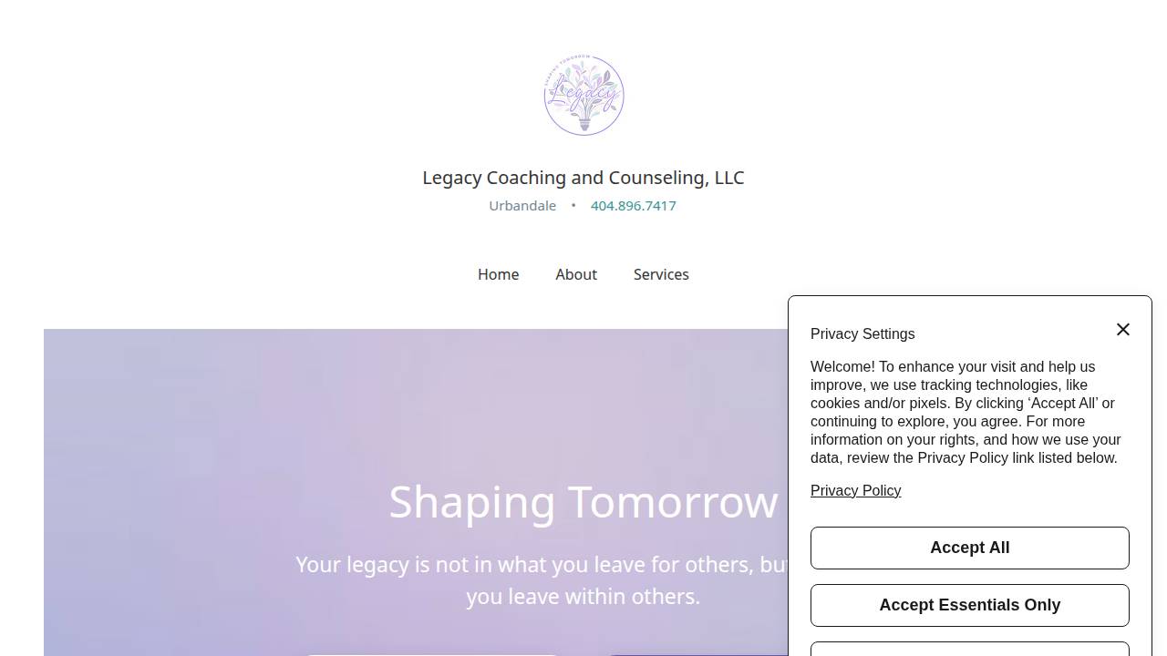 Legacy Coaching And Counseling LLC website screenshot
