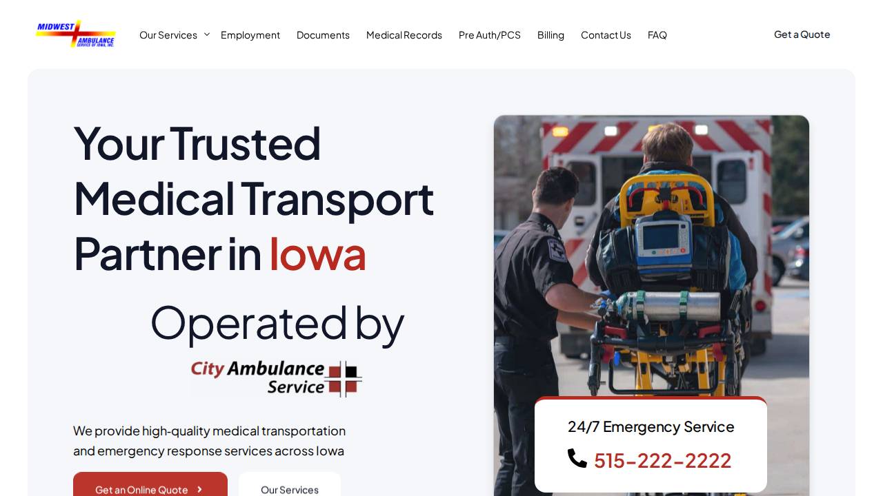 Midwest Ambucare website screenshot
