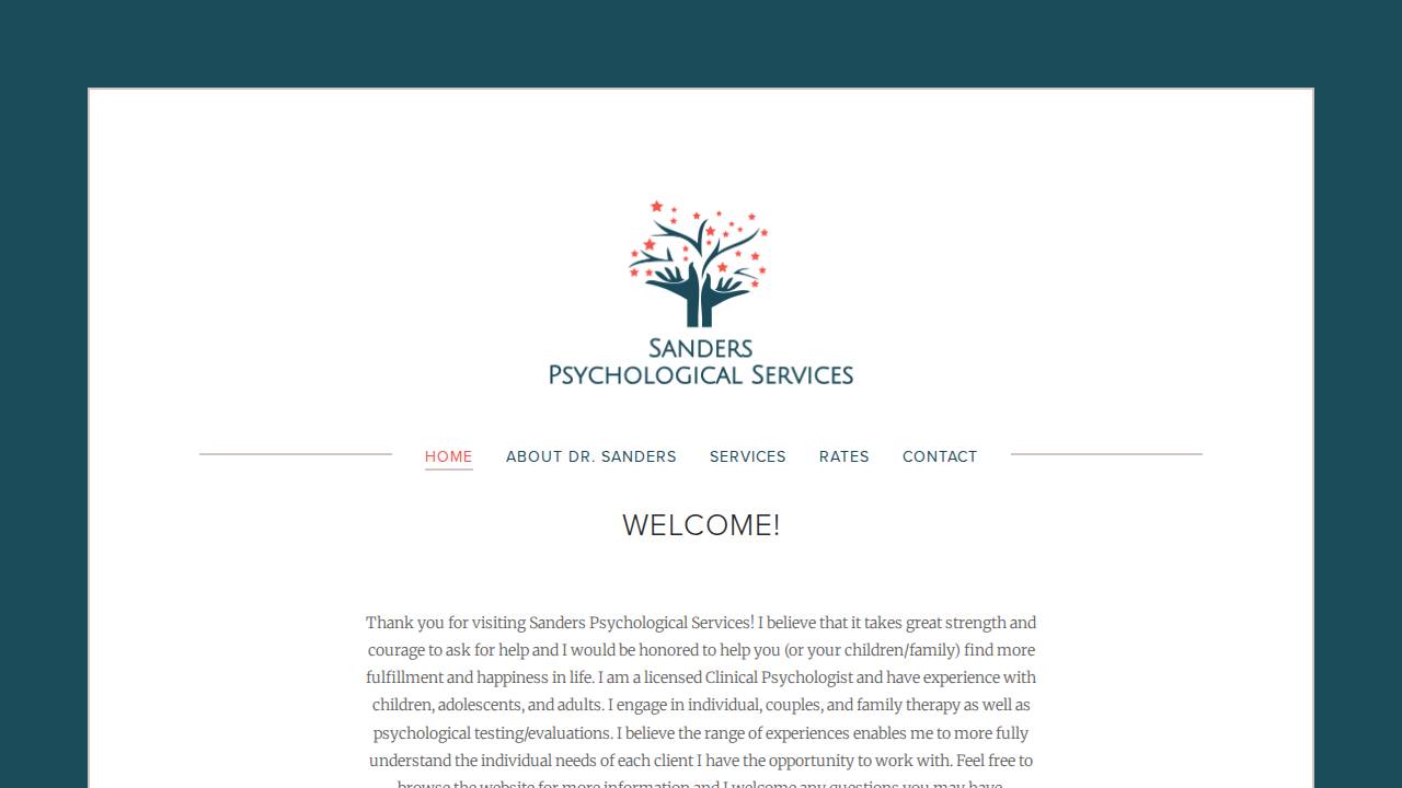 Emily Sanders, Psy.D website screenshot