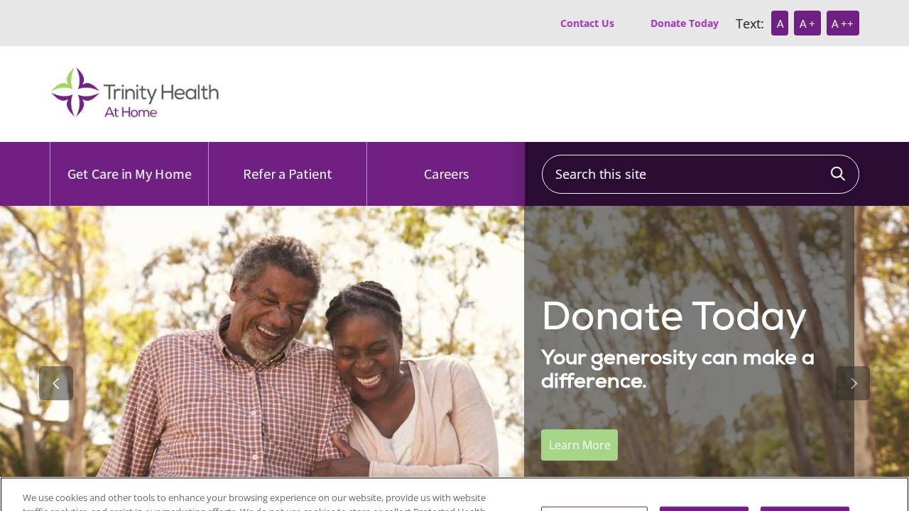 Trinity Home Health Services website screenshot