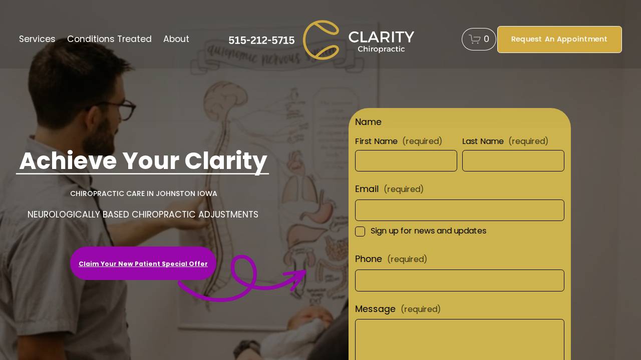 Clarity Chiropractic LLC website screenshot