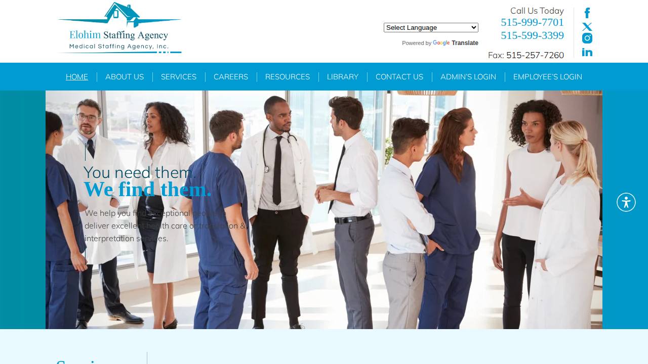 Delight Medical Staffing Agency website screenshot