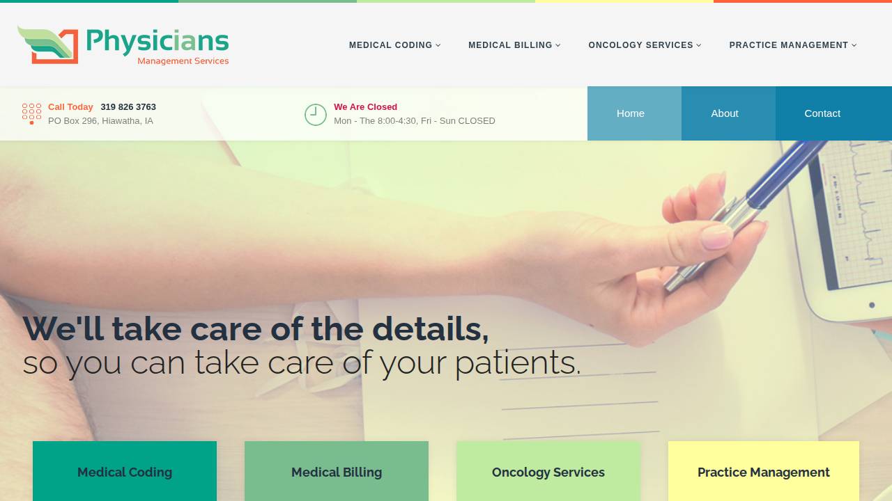 Physician Management Services Of Iowa, LLC website screenshot