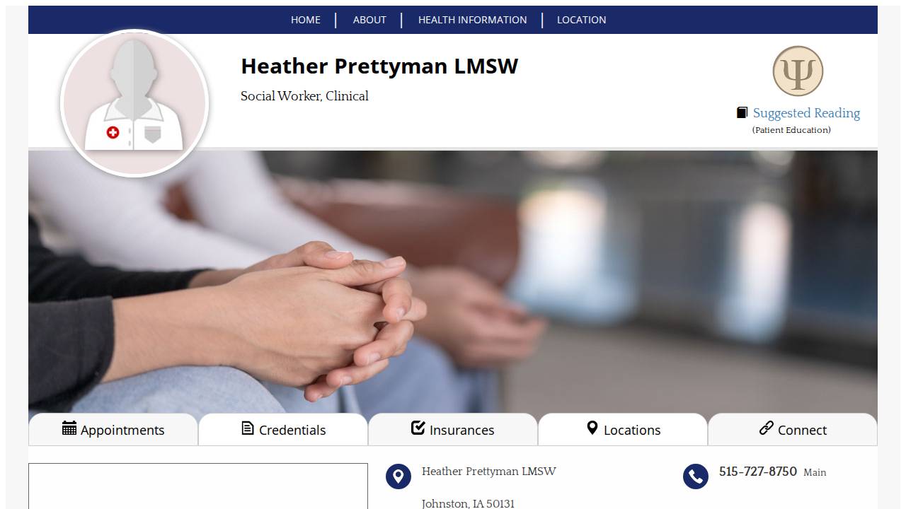 Heather Prettyman, LMSW website screenshot