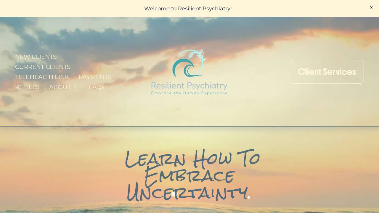 Resilient Psychiatry L.l.c. website screenshot