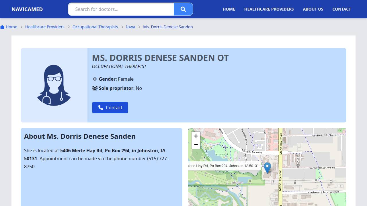 Dorris Sanden, OT website screenshot