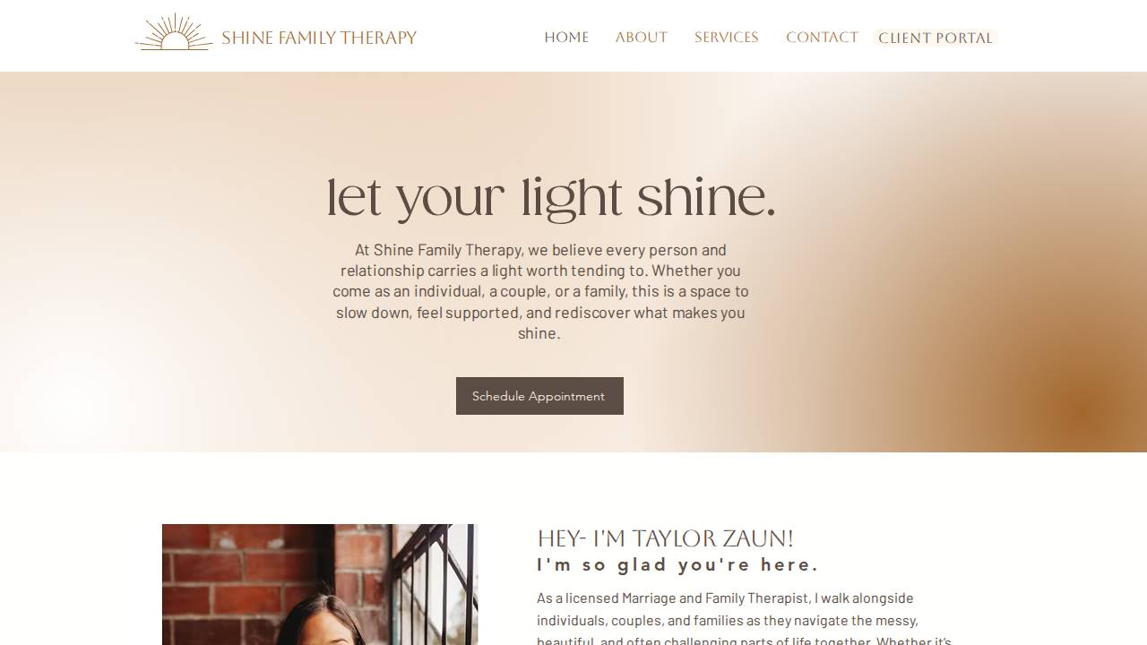 Taylor Zaun, LMFT website screenshot