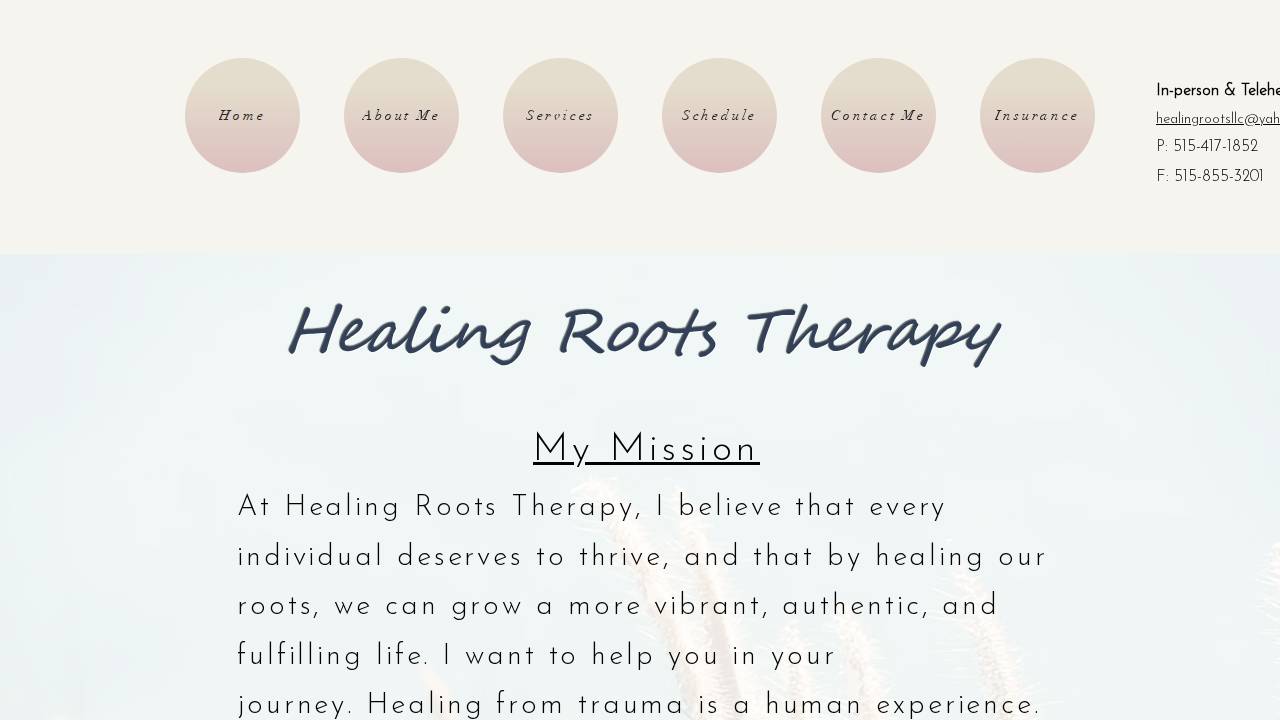 Healing Roots Therapy, LLC website screenshot