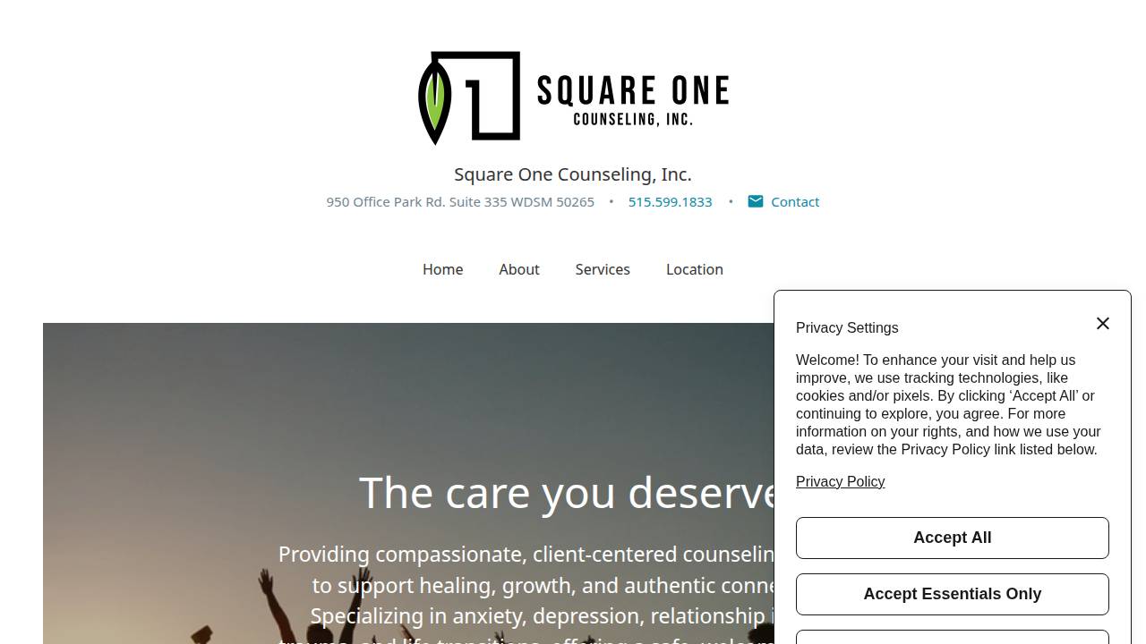Square One Counseling, Inc.. website screenshot