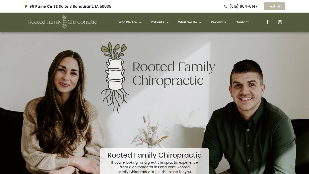 Rooted Family Chiropractic, LLC website screenshot