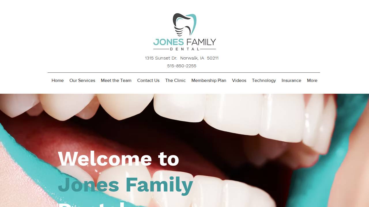 Jones Family Dental LLC website screenshot