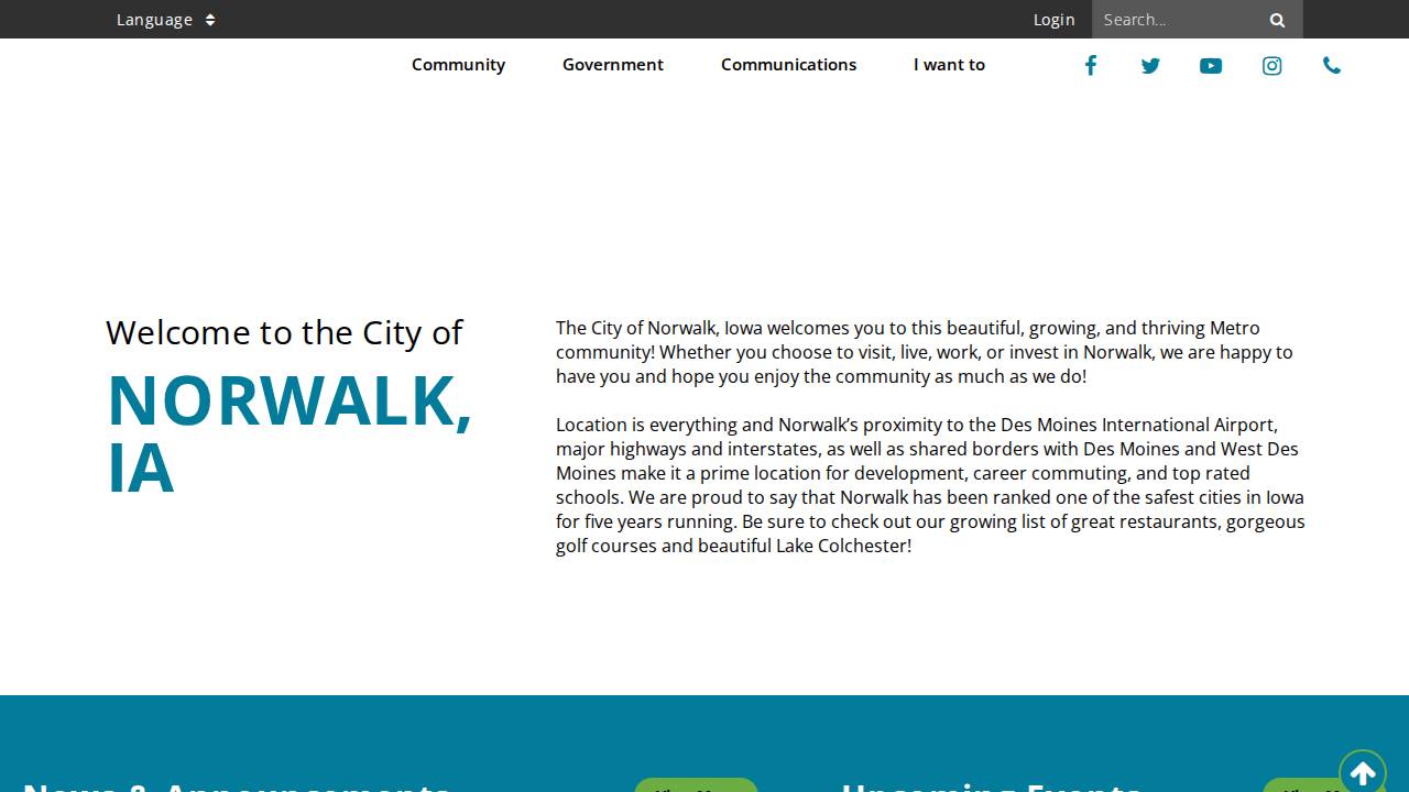 Norwalk Fire Department website screenshot
