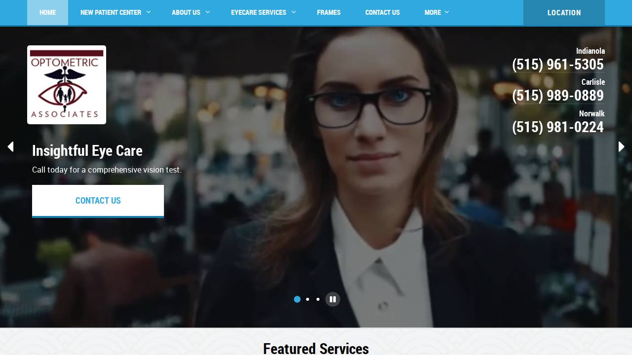 Optometric Associates Of Warren County PC website screenshot