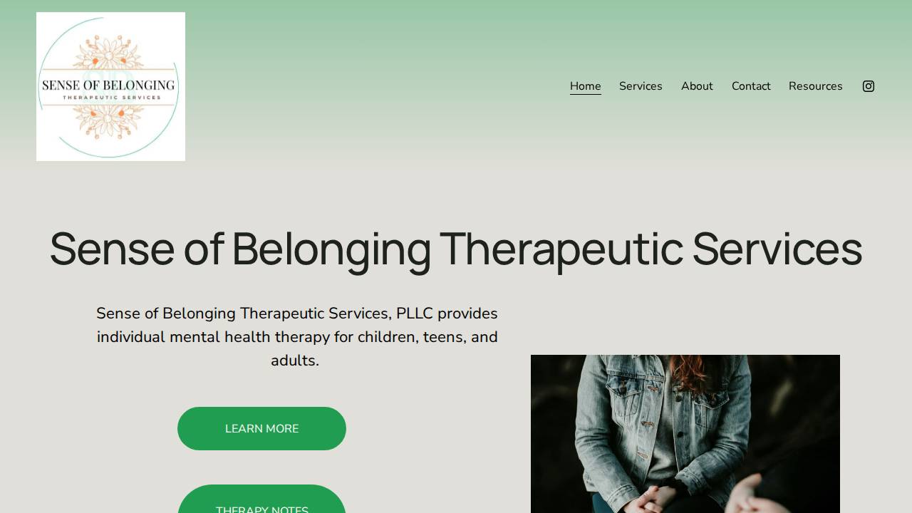 Sense Of Belonging Therapeutic Services PLLC website screenshot