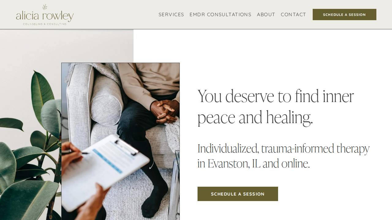 Alicia Rowley, LMHC website screenshot