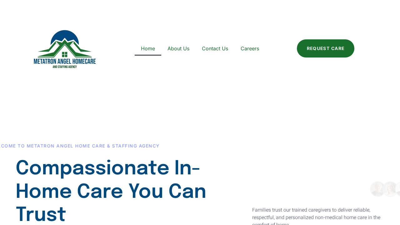 Metatron Angel Homecare & Staffing Agency website screenshot