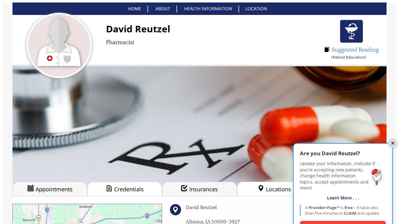 David Reutzel website screenshot