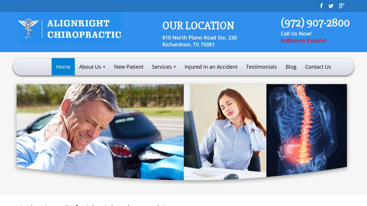 Align Right Chiropractic website screenshot