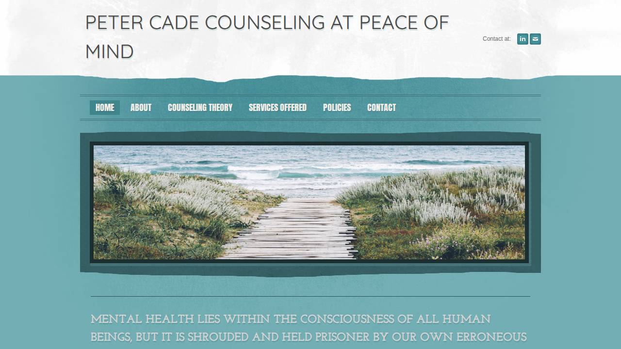 Peter Cade website screenshot