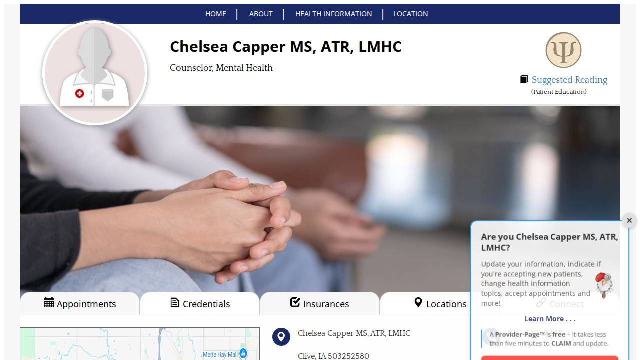 Chelsea Capper website screenshot