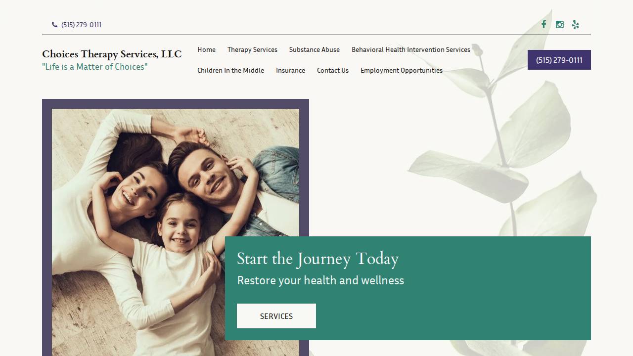 Choices Therapy Services, LLC website screenshot