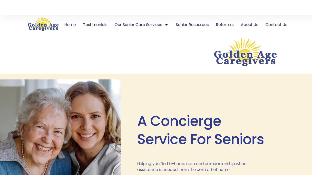 Golden Age Caregivers website screenshot