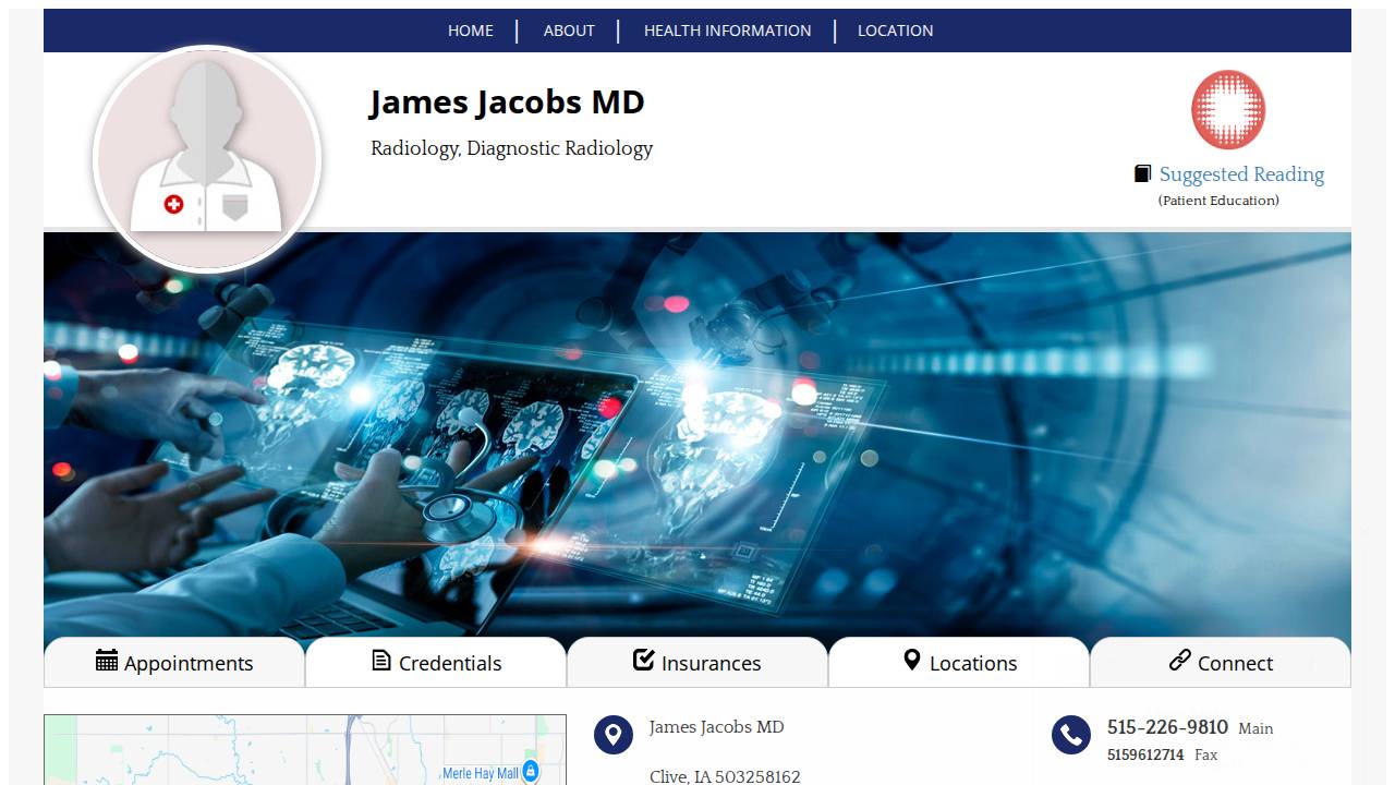James Jacobs, MD website screenshot