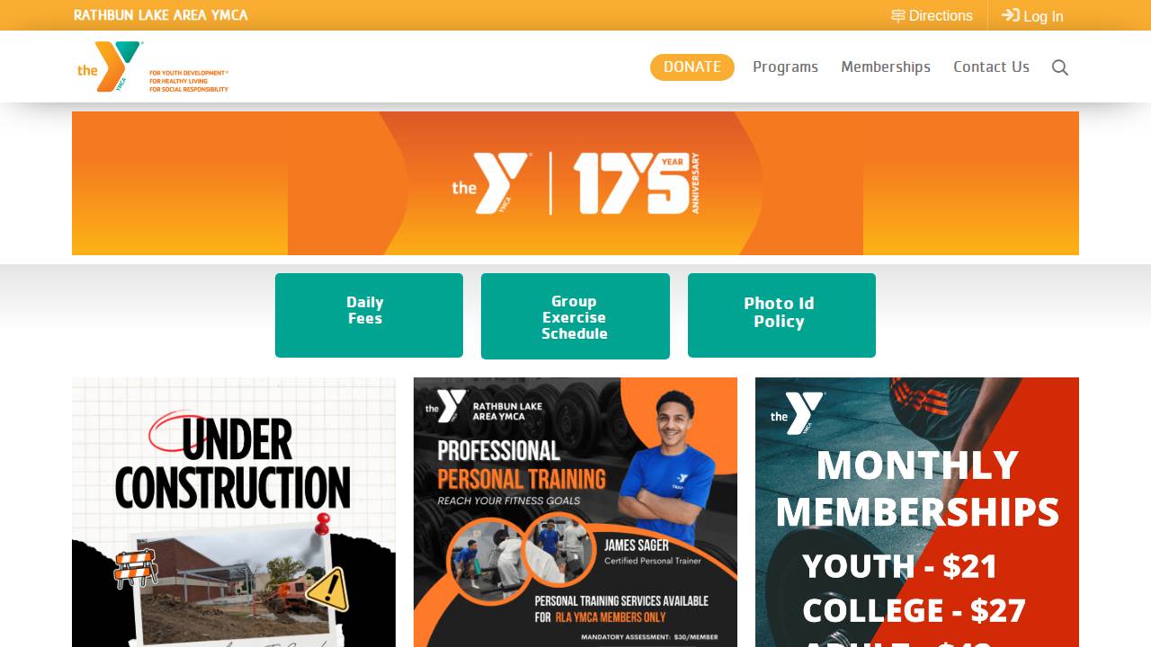 Rathbun Lake Area Young Mens Christian Association website screenshot