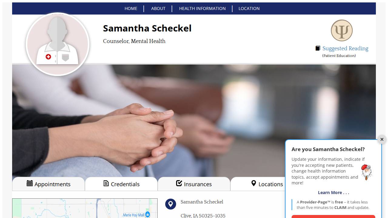 Samantha Scheckel website screenshot