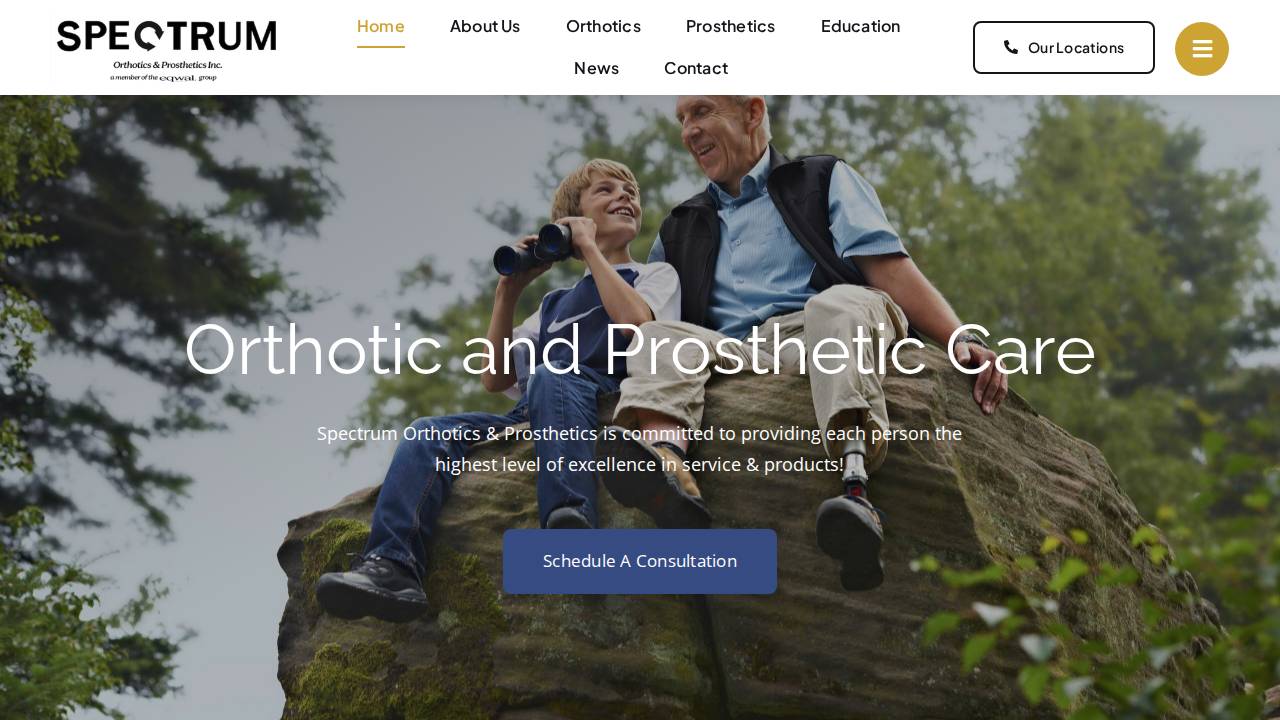 Spectrum Prosthetics & Orthotics, Inc. website screenshot