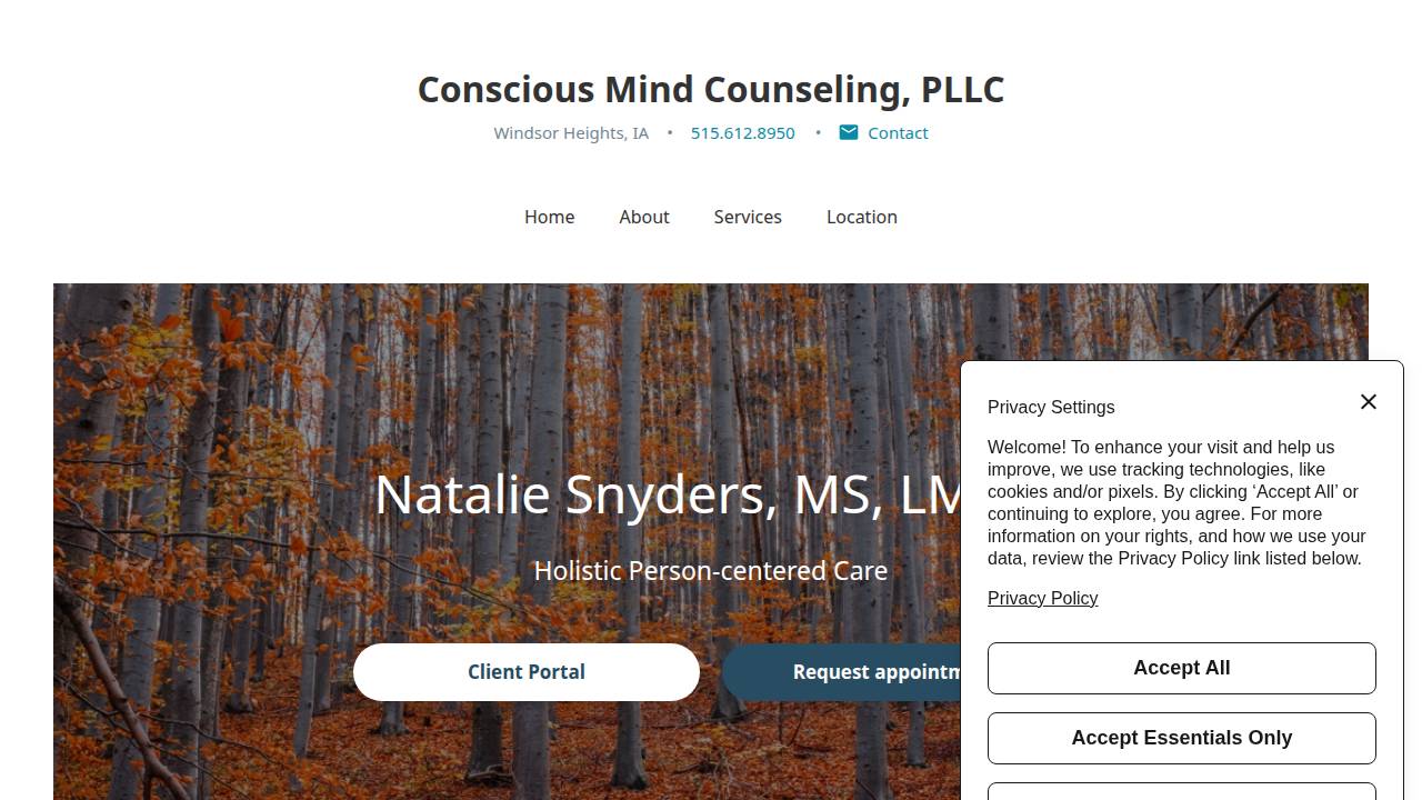 Conscious Mind Counseling, PLLC website screenshot