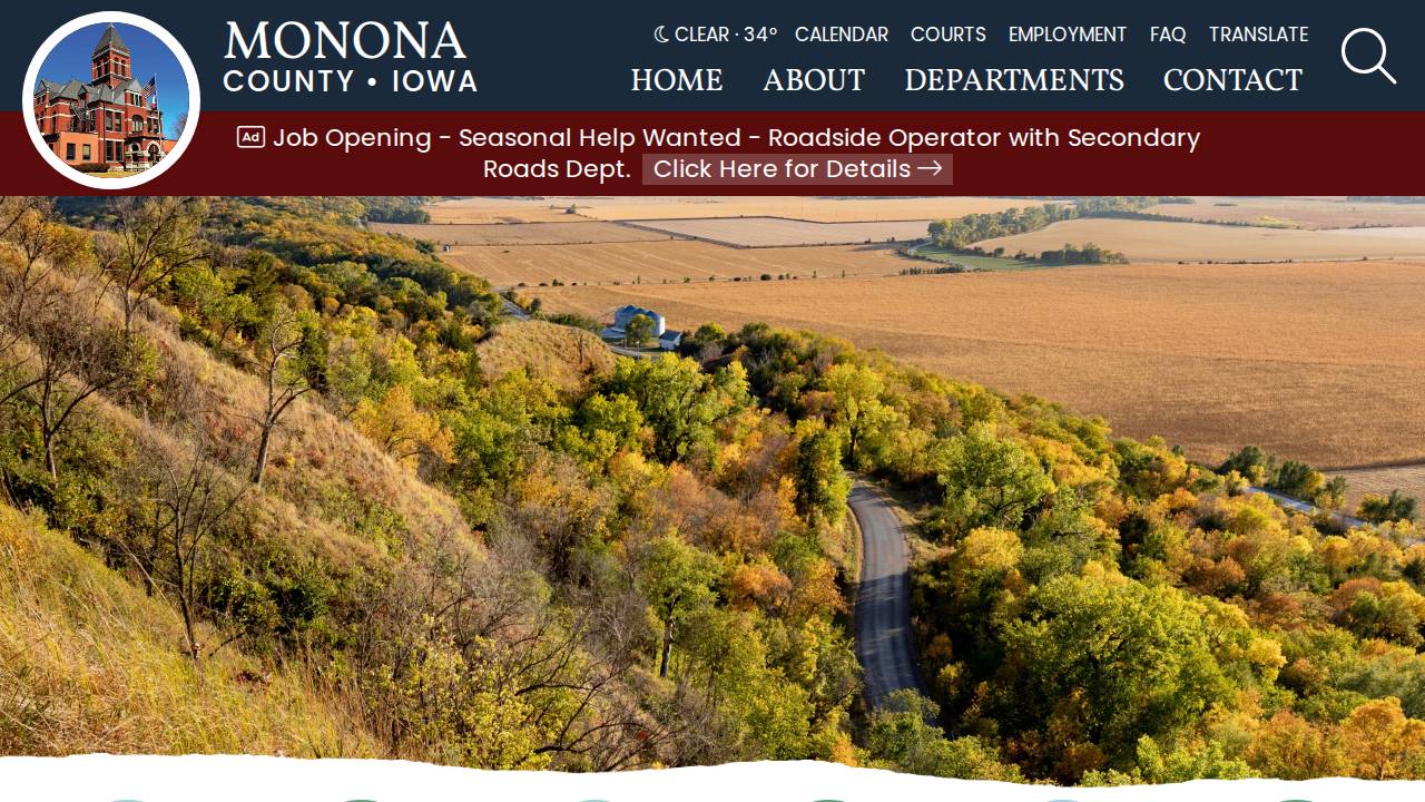 Monona County Conservation Board website screenshot