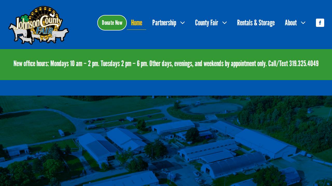 Johnson County Agricultural Association, Fairgrounds website screenshot