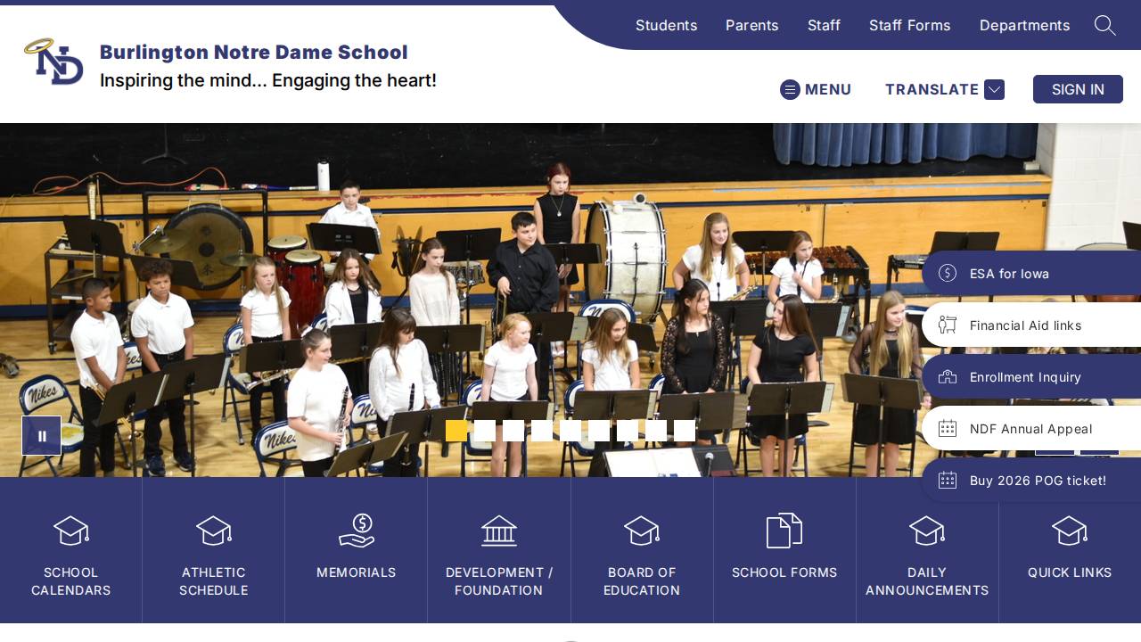 Burlington Notre Dame Schls Inc website screenshot