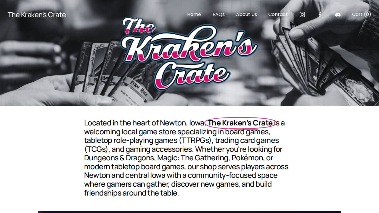 THE Kraken's Crate Llc website screenshot