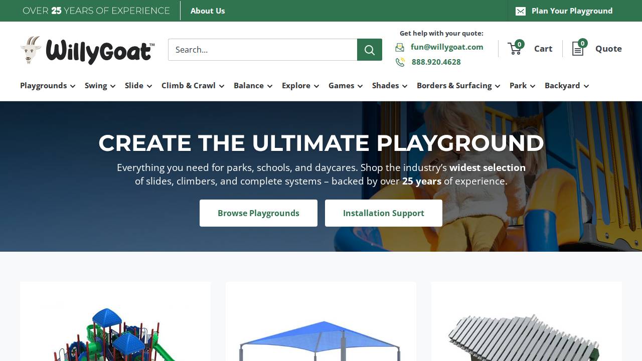 Willygoat Playgrounds Toys LLC website screenshot