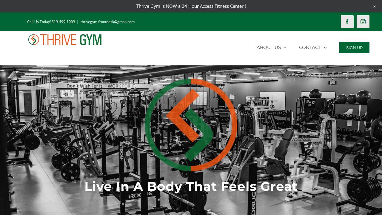 Thrive GYM LLC website screenshot