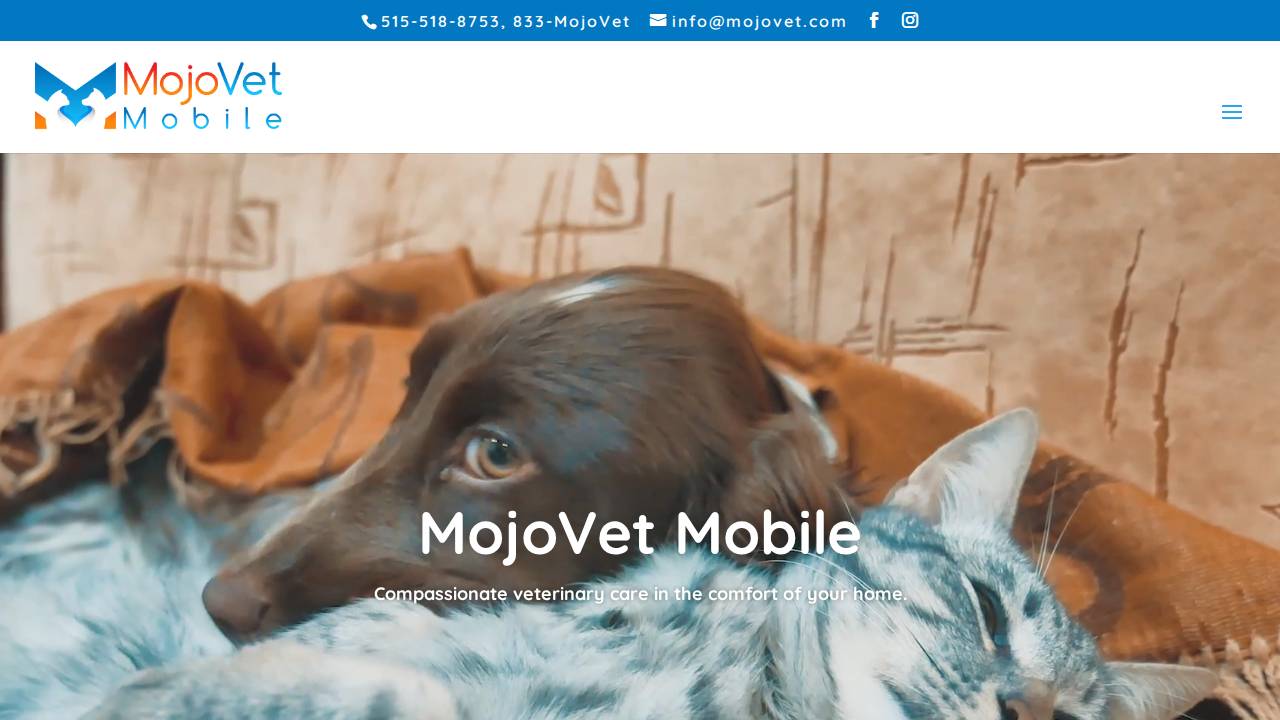 Mojovet Mobile website screenshot