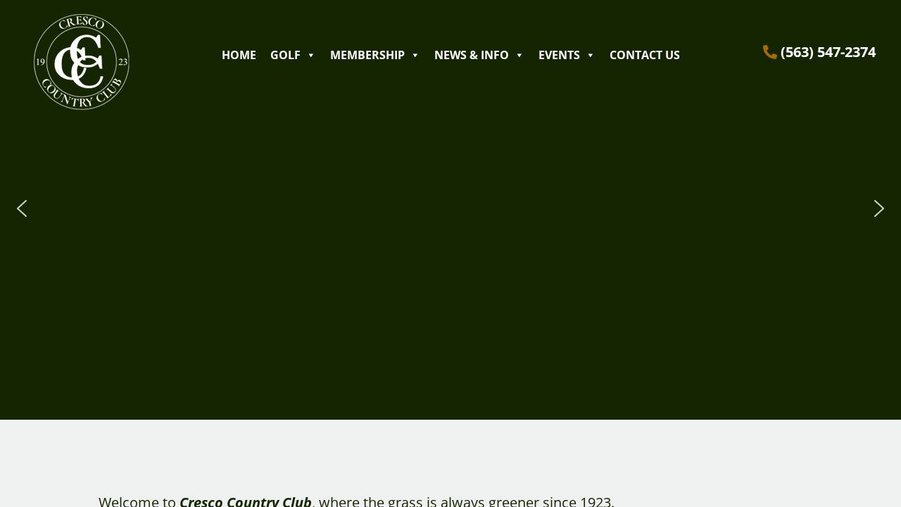 Cresco Country Club website screenshot
