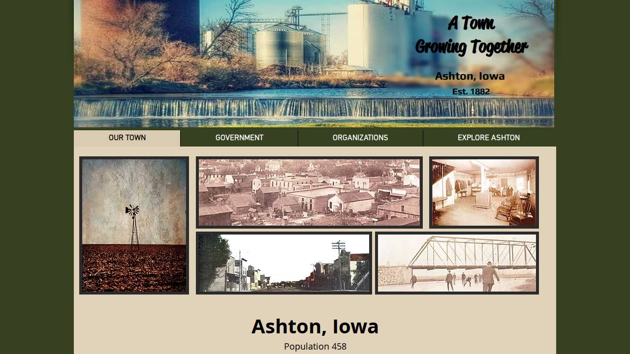 Ashton Town OF website screenshot