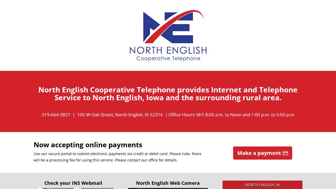 North English Cooperative Telephone website screenshot