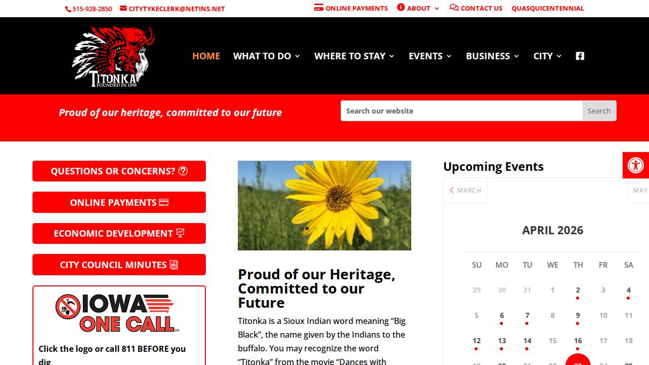 Titonka Iowa Town OF website screenshot