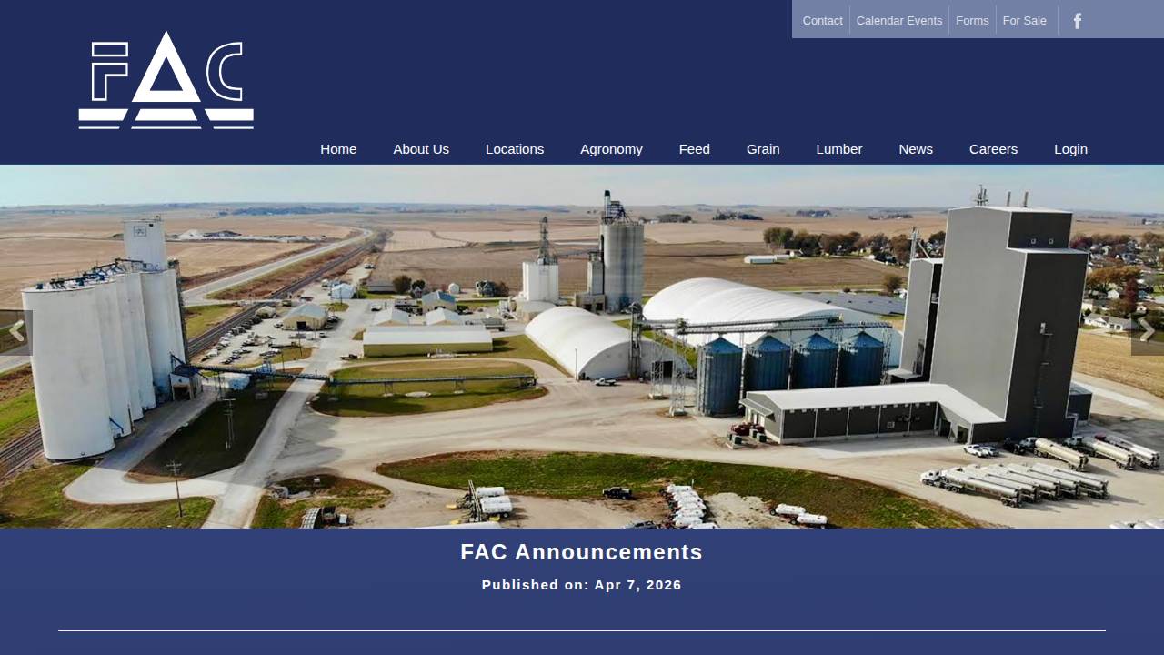 Farmers Cooperative Elevator Company website screenshot