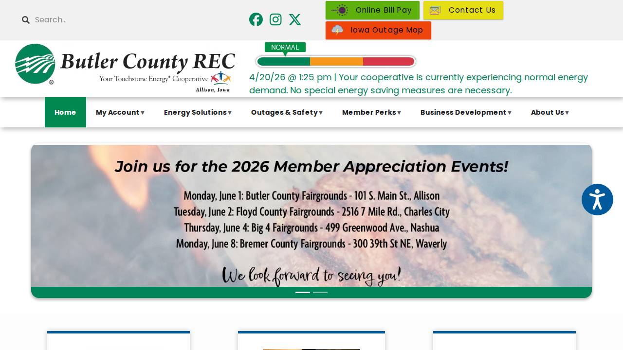 Butler County Rural Electric Cooperative, Butler CTY Rural Elec Coop website screenshot