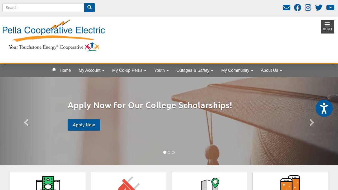 Pella Cooperative Electric Association website screenshot
