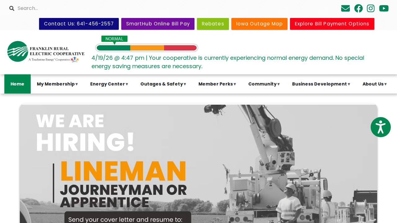 Franklin Rural Electric Coop website screenshot