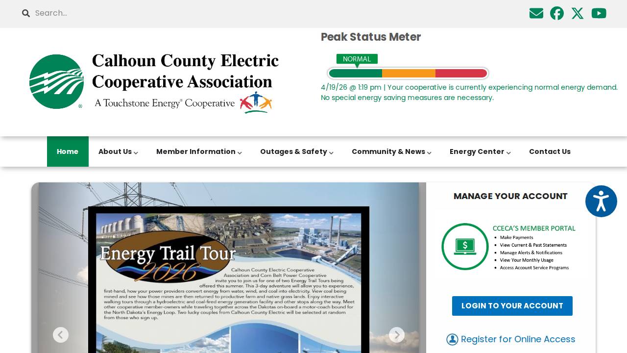 Calhoun County Electric Cooperative Association, Calhoun County Elec Coop Assn website screenshot
